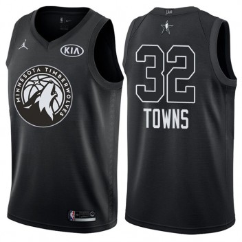 2018 All-Star hommes Timberwolves Karl-Anthony Towns #32 maillot noir