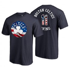 Tee shirt Homme Celtics Boston # 11 Kyrie Irving bleu marine avec nom et numéro de vague