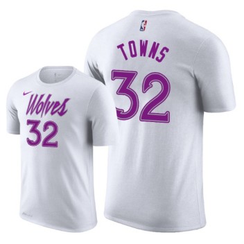 T-Chemise Minnesota Timberwolves pour homme # 32 Karl-Anthony Towns - Blanc