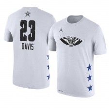 Pélicans de la Nouvelle-Orléans # 23 Anthony Davis Nom et numéro du match des étoiles 2019 T-shirt blanc