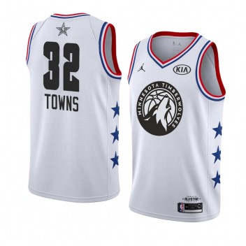 Minnesota Timberwolves # 32 Maillots blancs de Karl-Anthony Towns 2019 All-Star Game Maillot terminé