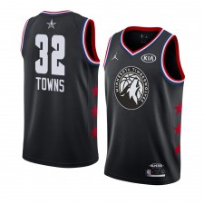 Minnesota Timberwolves # 32 Maillots noirs de Karl-Anthony Towns 2019 All-Star Game Jersey terminé
