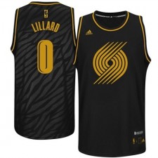 NBA Damian Lillard Authentic Men's Black Jersey - Adidas Portland Trail Blazers &0 Precious Metals Fashion