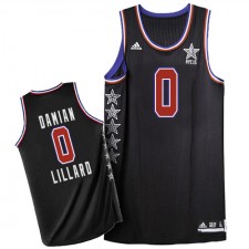 NBA Damian Lillard Authentic Men's Black Jersey - Adidas Portland Trail Blazers &0 2015 All Star