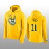 Brook Lopez &11 Jaune Club Team Logo Pullover Hommes Milwaukee Bucks Hoodie