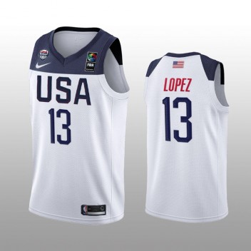 États-Unis d'Amérique Brook Lopez Blanc Maillot 2019 Coupe du Monde FIBA de Basket-ball