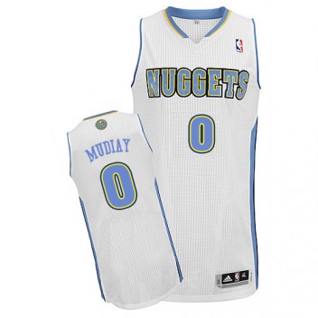 NBA Emmanuel Mudiay Authentique Hommes Blanc Maillot - Adidas Magasin Denver Nuggets #0 Home