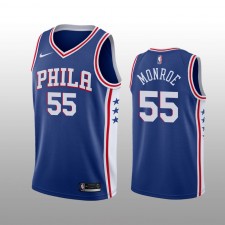 Hommes Philadelphia 76ers &55 Greg Monroe bleu icône édition Maillot