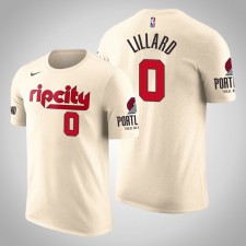 Portland Trail Blazers Damian Lillard City Cream 2020 Nom de saison - Numéro T-Shirt