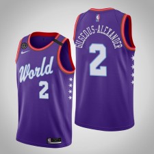 Oklahoma City Thunder Shai Gilgeous-Alexander 2020 NBA Rising Star World Team Violet Maillot