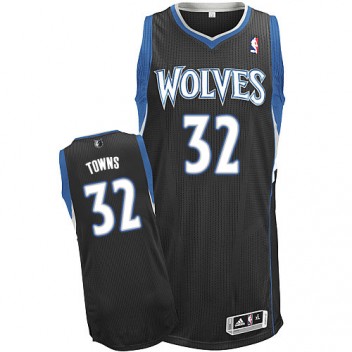 NBA Karl-Anthony Towns Authentique Hommes Noir Maillot - Adidas Magasin Minnesota Timberwolves #32 Rechange