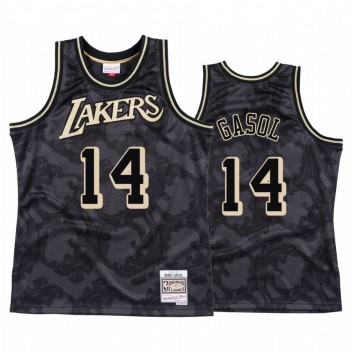 Marc Gasol # 14 Los Angeles Lakers Noir Toile Maillot