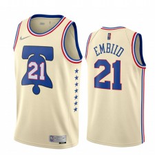 Philadelphia 76ers 2020-21 Joel Embiid gagné édition crème Maillot
