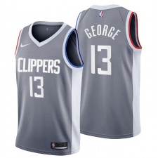 LA Clippers No.13 Paul George Earned Edition Maillot Gris