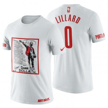 T-chemise blanc Portland Trail Blazers NBA Playoffs 50 points et 3-pointes Dame Dolla Damian Lillard.