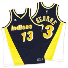 NBA Paul George Authentic Throwback Men's Navy/Gold Jersey - Adidas Indiana Pacers &13