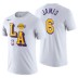 Los Angeles Lakers # 6 Lebron James Courtside Block T-shirt Blanc Blanc