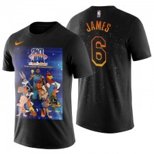 Los Angeles Lakers Space Jam 2 Art Print T-shirt LeBron James # 6 Noir