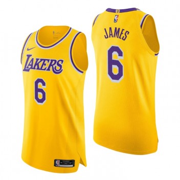 Los Angeles Lakers # 6 Lebron James authentique icon édition Gold Maillot