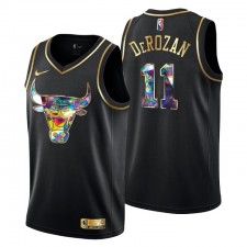 Chicago Bulls Demar Derozan # 11 Edition Golden Diamond Logo Noir Swingman Maillot