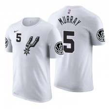 Hommes San Antonio Spurs # 5 Dejounte Murray Edition T-shirt BLANC EDITION BLANC