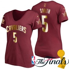 Finales de NBA 2017 Femmes Cleveland Cavaliers # 5 J.R. Smith Wine Dorling Nom% Number T-shirt