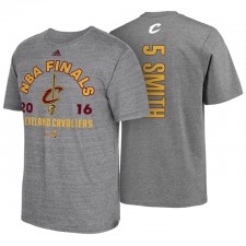 Finales de NBA 2016 Cleveland Cavaliers # 5 J.R. T-shirt à manches gris tri-mélanges de tri-mélange Smith