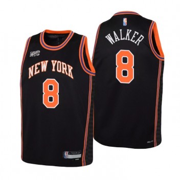 New York Knicks Kemba Walker # 8 75e anniversaire Noir Enfants Maillot City