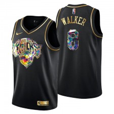 New York Knicks Kemba Walker # 8 Golden Edition Diamond Logo Noir Swingman Maillot
