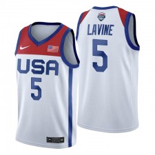Équipe USA 2021 olympiques de Tokyo Basketball ^ 5 Zach Lavine Blanc Maillot
