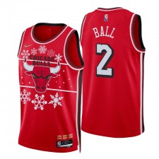 Chicago Bulls NBA 75ème Noël Lonzo Ball # 2 Maillot rouge