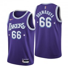 Los Angeles Lakers Sekou Doumbouya # 66 Ville 75e anniversaire Purple Maillot