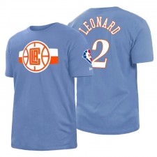 Clippers de Los Angeles Kawhi Leonard # 2 75e anniversaire Blushed Bleu T-shirt Ville