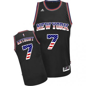NBA Carmelo Anthony Authentique Hommes Noir Maillot - Adidas Magasin Nouveau York Knicks #7 USA Flag Fashion
