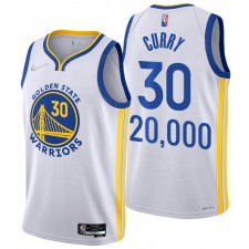 Golden State Warriors Stephen Curry New Career High 20000 Points Blanc Maillot