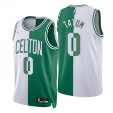 Boston Celtics Jayson Tatum # 0 NBA 75th Split Edition Kelly Green Blanc Maillot