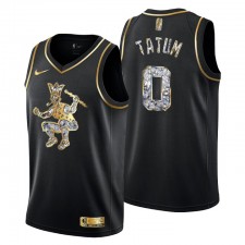 Boston Celtics Jayson Tatum # 0 Retro Logo 2022 NBA Playoffs Noir Maillot Diamond Edition