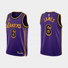 Los Angeles Lakers # 6 LeBron James -23 Édition de déclaration Purple Maillot