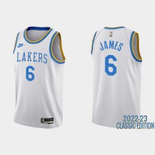 Los Angeles Lakers LeBron James # 6 -23 Classic Edition Blanc Maillot