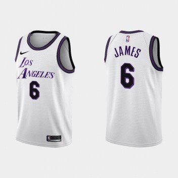 Los Angeles Lakers # 6 LeBron James -23 City Edition Blanc Maillot