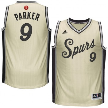NBA 2015-16 Saison Spurs #9 Tony Parker noël Journée Cream Maillot