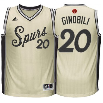 San Antonio Spurs #20 Manu Ginobili Cream 2015 noël Journée Swingman Maillot